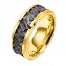 TWO TONE BLACK HAMMERED TOP YELLOW GOLD IP TUNGSTEN MEN'S WEDDING BAND SIZE 8-13